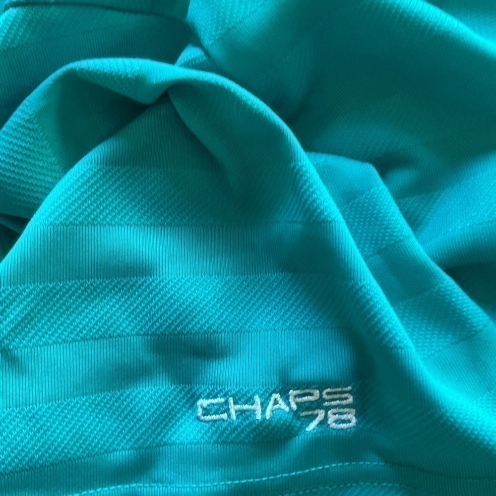 Men’s used Chaps 78 size M medium blue striped polo golf shirt stay dry - Picture 4 of 4